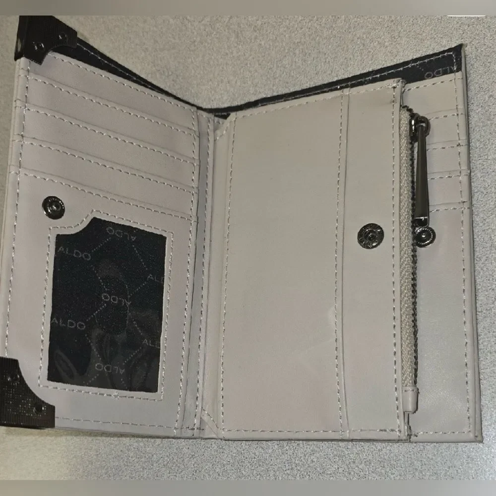 *Aldo* Light Gray Wallet with Black Corners EUC